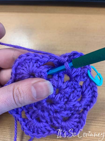 Beginning Of Long Stitch For Small Flower Crochet Coaster