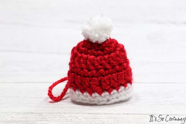 Completed Crochet Mini Beanie Ornament