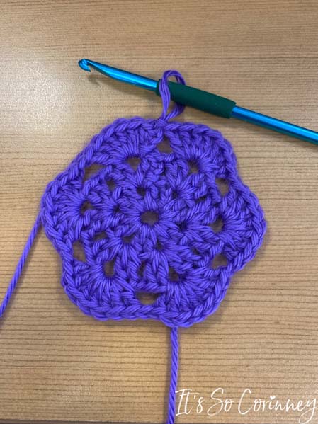 Completed Round 4 For Small Flower Crochet Coaster