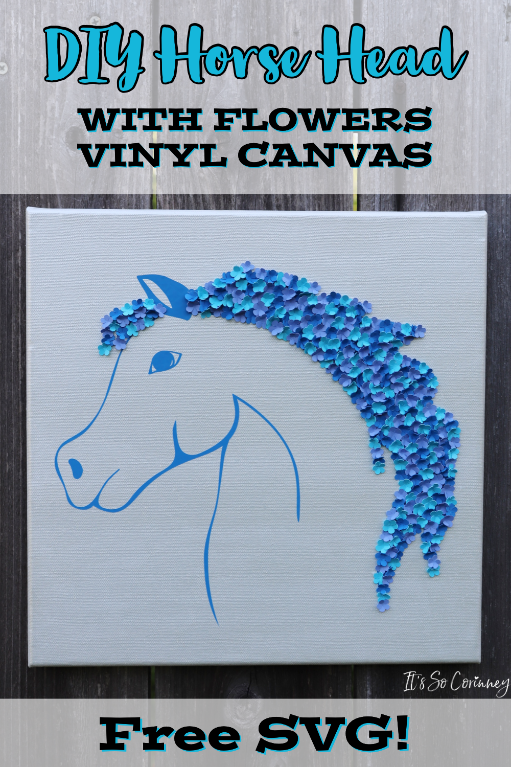DIY Horse Head With Flowers Vinyl Canvas Decor