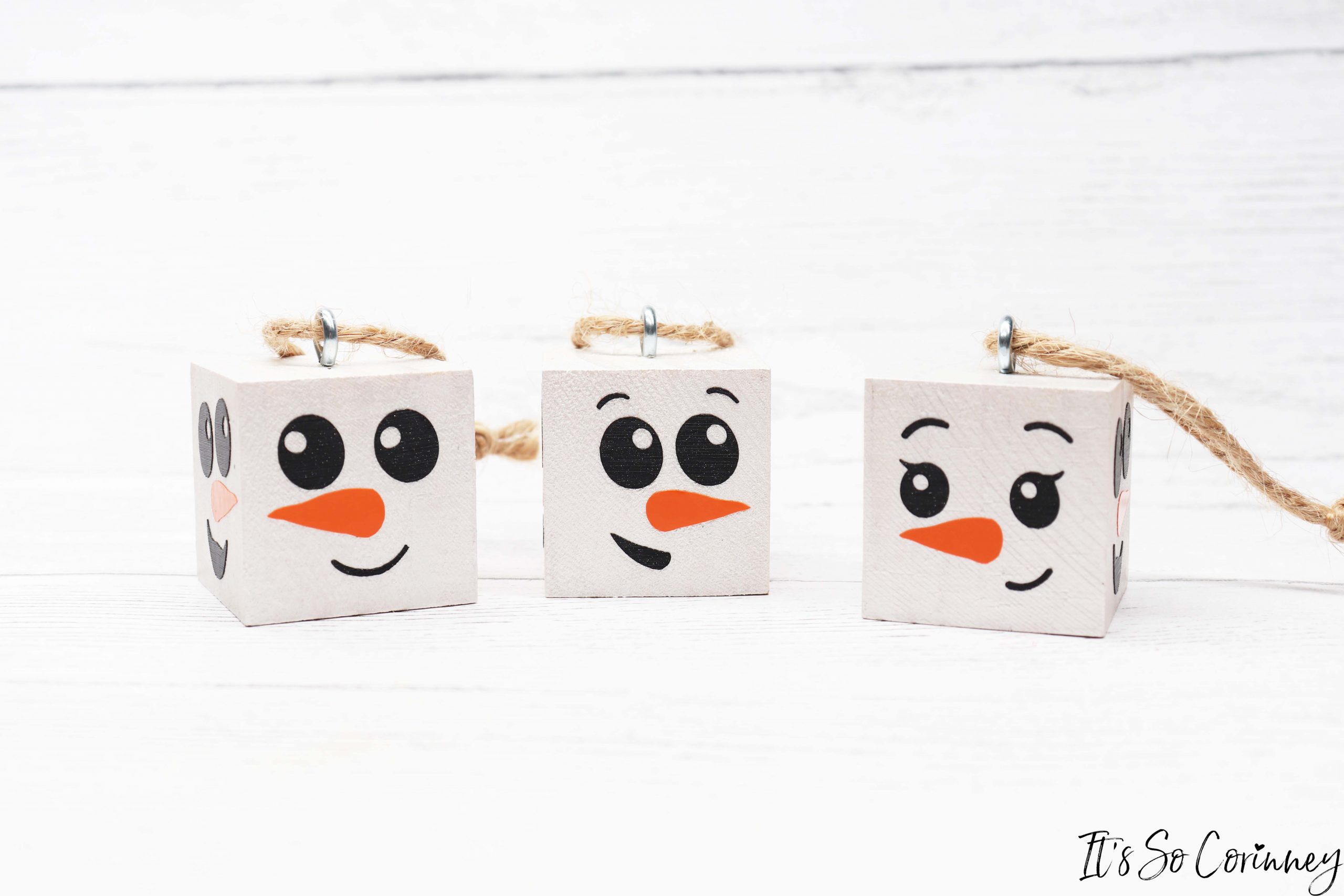 DIY Snowmen Wood Block Ornaments