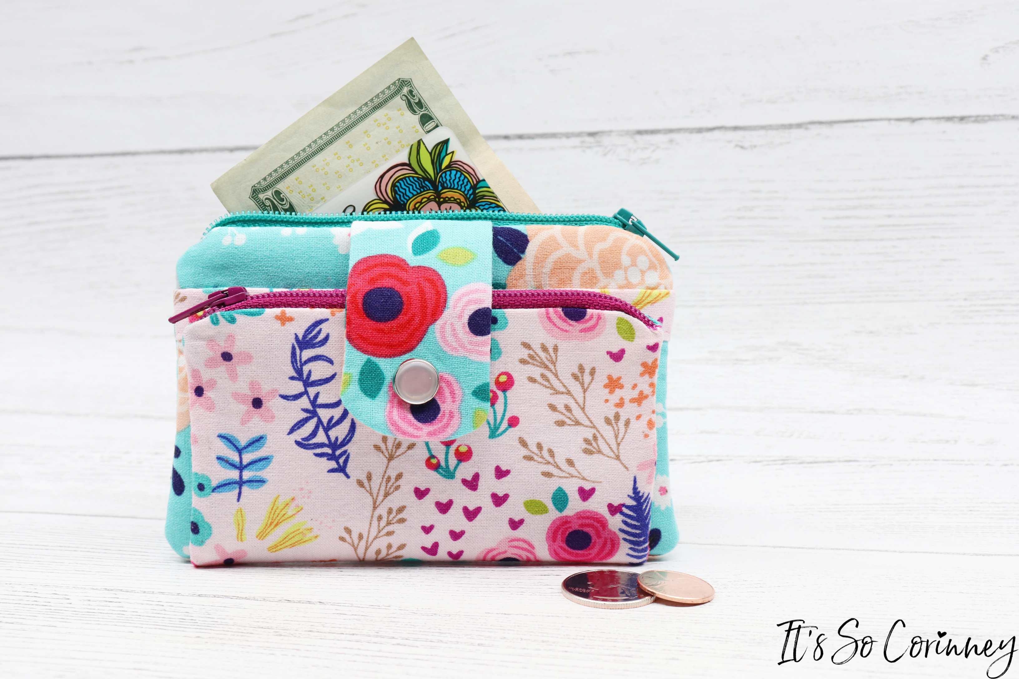Double Pocket Zippered Coin Purse
