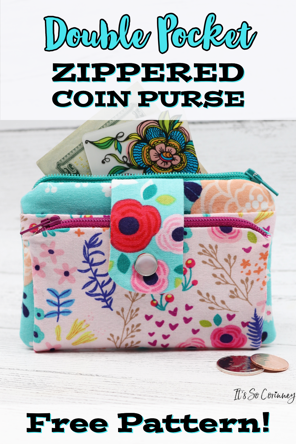 Double Pocket Zippered Coin Purse