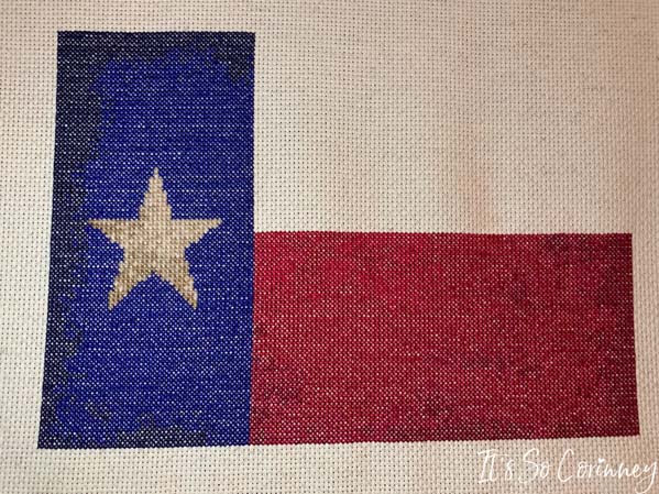 Finished Red and Blue On Texas Flag Cross Stitch