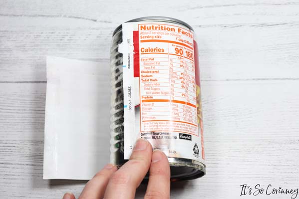 Glue Label Back Onto Soup Can Gift Card Holder