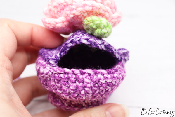 Leave A Opening Of About 2 Inches To Stuff The Crochet Potted Rose Amigurumi