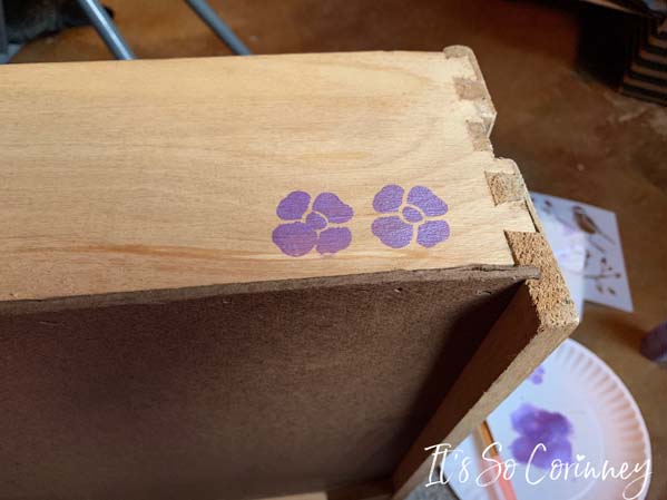 Messed Up Flower on Stenciled Drawer