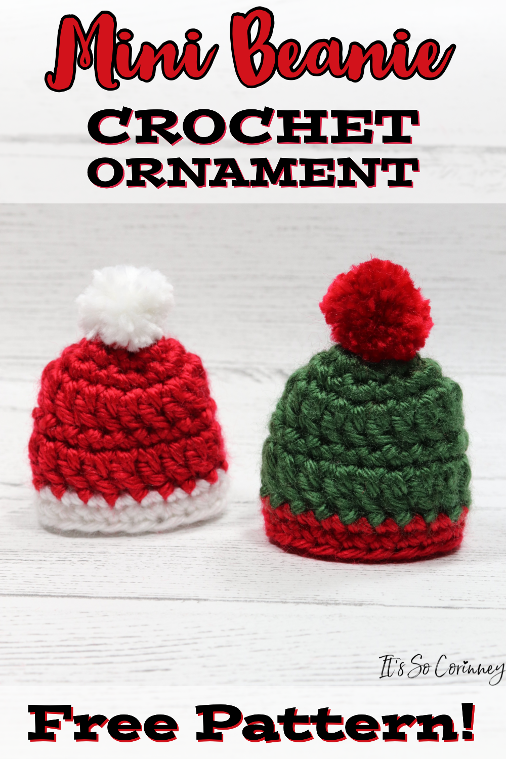 Mini Beanie Crochet Christmas Ornament
