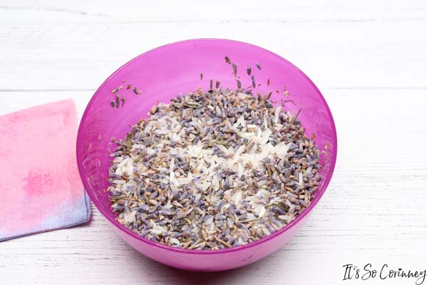 Mix Dried Lavender And Rice In Bowl