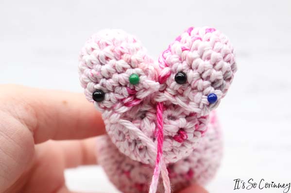 Pin And Sew The First Arm Onto Crochet Bunny Rabbit
