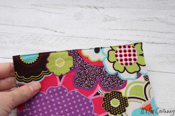 Sew Across Top Of Folded Pocket Piece For Planner Pocket Pouch