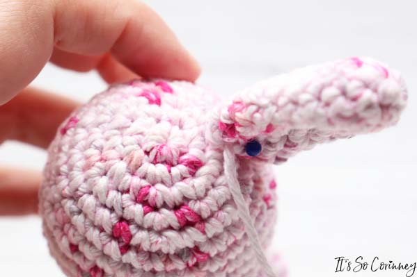 Sew First Crochet Bunny Rabbit Ear Onto Head