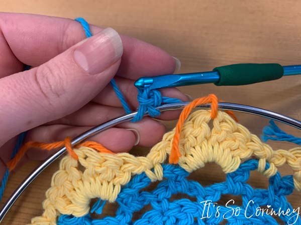 Single Crochet Around Metal Ring