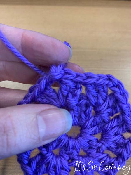 Slip Stitch Into Chain 1 Space For Small Flower Crochet Coaster