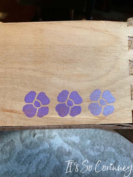 Stenciled Drawer With Three Flowers