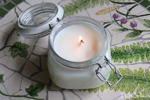 Use Your Finished DIY Citronella Candle With Essential Oils