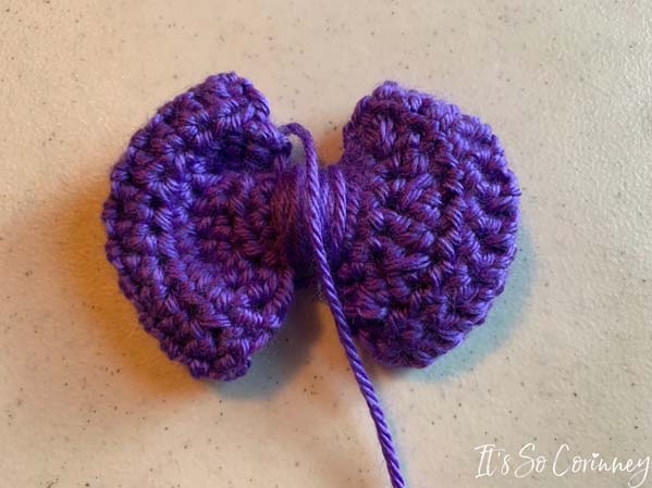 Wrap Yarn Around Center of Easy Crochet Bow
